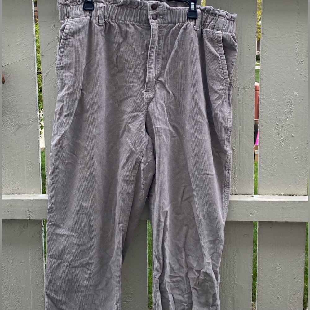 Paper Bag Corduroy Straight Leg Pants